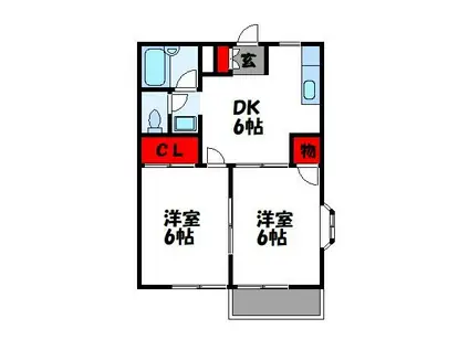 エルディム峯田(2DK/2階)の間取り写真