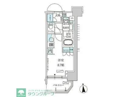 パークアクシス上野三丁目(ワンルーム/8階)の間取り写真