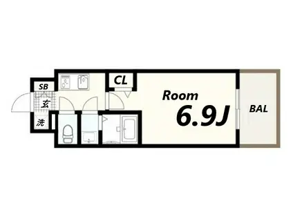 フォーリアライズ尼崎エラン(1K/2階)の間取り写真