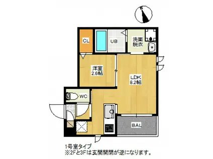 REGALEST江波(1LDK/3階)の間取り写真