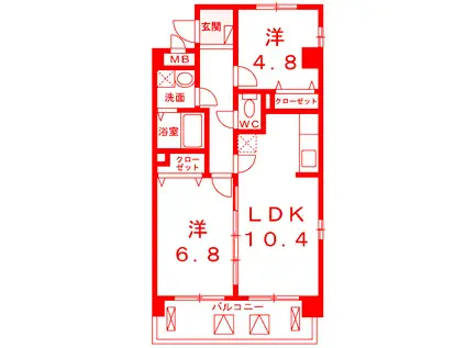 サンローレル(2LDK/3階)の間取り写真