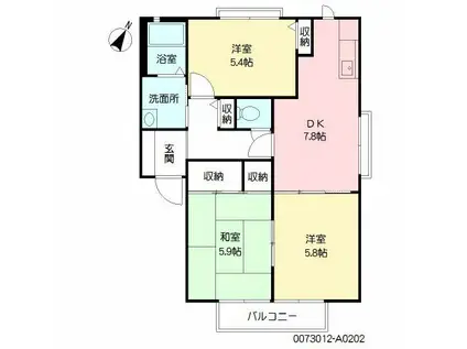 ディアス貴船台(3DK/2階)の間取り写真