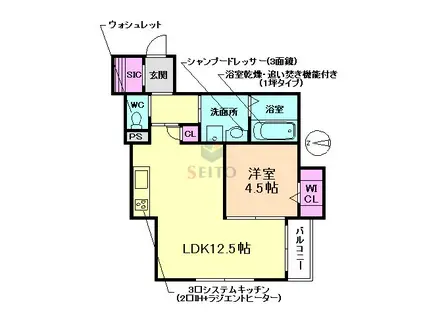 セルジエ中桜塚(1LDK/1階)の間取り写真