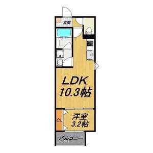 LECOCON上飯田(1LDK/3階)の間取り写真
