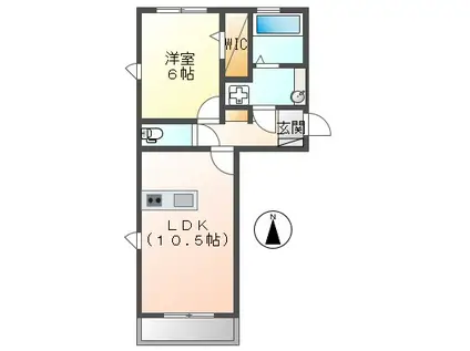 カメリア(1LDK/3階)の間取り写真