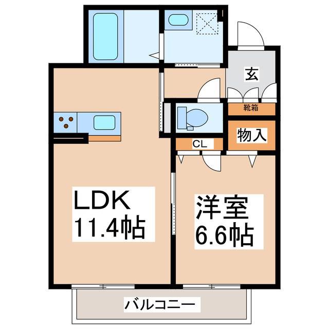 レシエルW棟(1LDK/3階)の間取り写真
