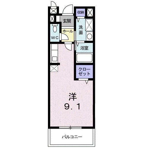 アルバ I(ワンルーム/2階)の間取り写真