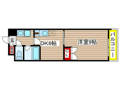 地下鉄東山線 新栄町駅(愛知) 徒歩5分 8階建 築22年(1DK/2階)の間取り写真