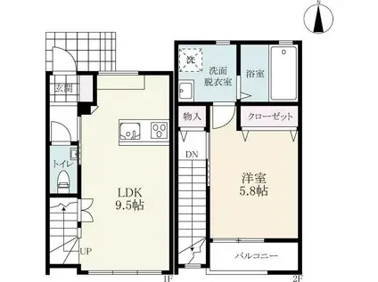 プレミアムアイランド立野(1LDK/1階)の間取り写真