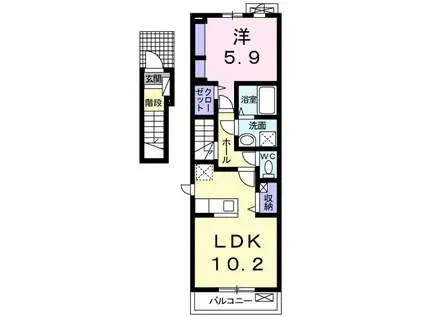 ブリーゼ II(1LDK/2階)の間取り写真