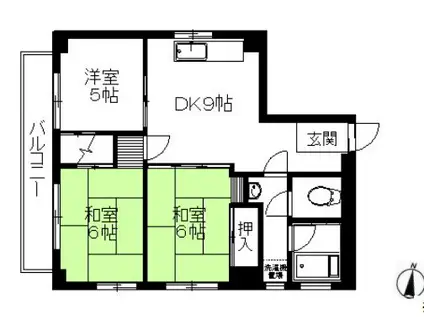 清洲アベニュー高(3DK/9階)の間取り写真