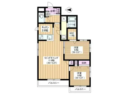 ル パン ブラン2(2LDK/3階)の間取り写真