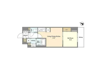 ドゥーエ横濱鶴見(1LDK/1階)の間取り写真