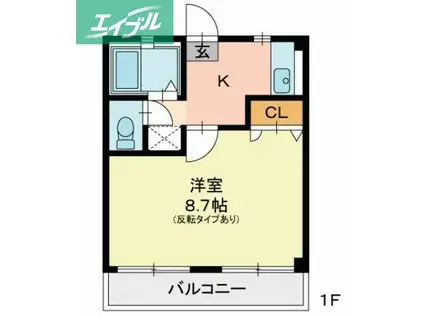 レジデンス石原(1K/1階)の間取り写真