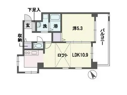 ウイングコートG館(1LDK/8階)の間取り写真