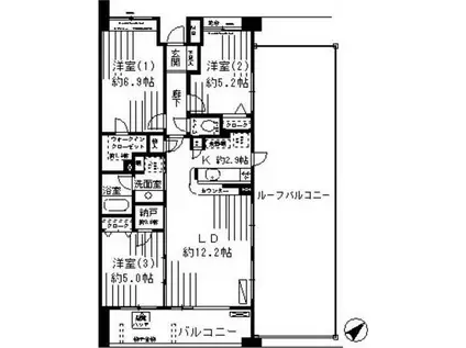 ミレニアムコート青葉台(3LDK/4階)の間取り写真
