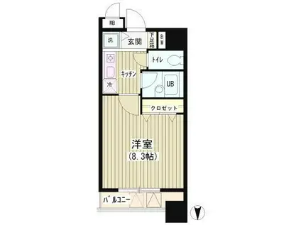 アクアコート(1K/4階)の間取り写真