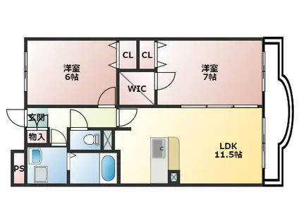 PIENO奏の杜(2LDK/1階)の間取り写真