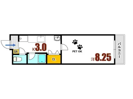 イル・ソーレ中野東駅前(1K/1階)の間取り写真