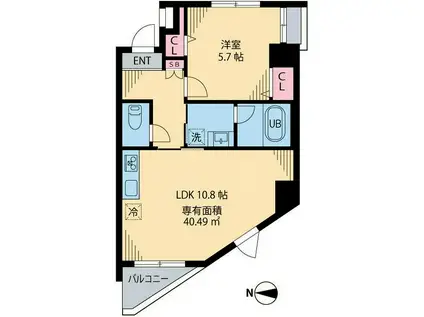 ファルファーラ(1LDK/7階)の間取り写真