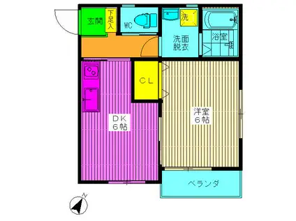 ホワイトキャッスルII(1DK/1階)の間取り写真