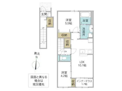 那珂市菅谷字杉原アパート(2LDK/2階)の間取り写真