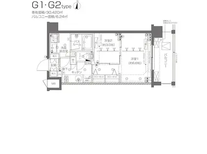 ZOOM新宿西落合(2K/2階)の間取り写真