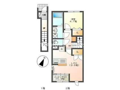 アンソレイエ・本堀(1LDK/2階)の間取り写真