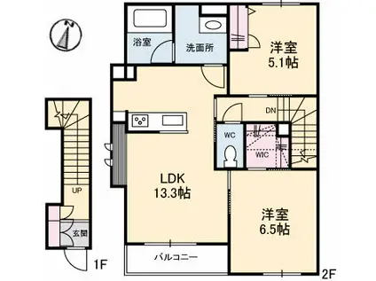 アニマートIII(2LDK/2階)の間取り写真