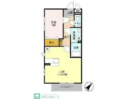 メゾン・レ・シエル(1LDK/2階)の間取り写真