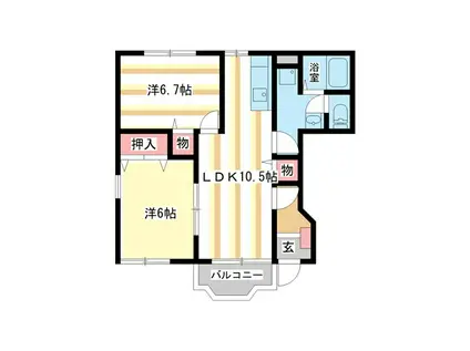 ディアコート2番館(2LDK/1階)の間取り写真