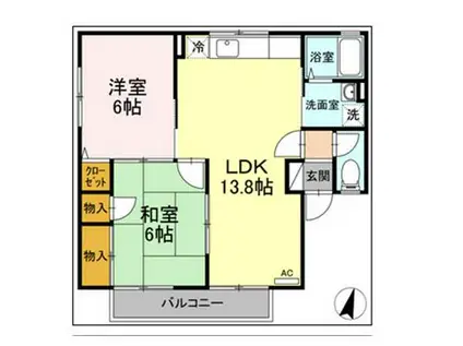 SUNNY FLAT(2LDK/2階)の間取り写真