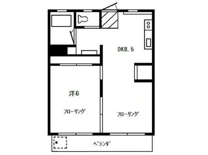 第1富士美マンション(1DK/1階)の間取り写真