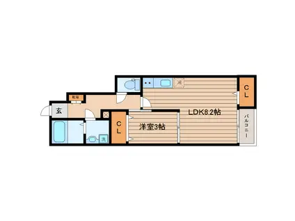 ポートI(1LDK/1階)の間取り写真