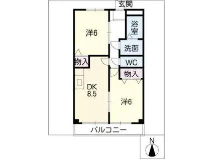 CRESCENT COURT WATANABE(2DK/2階)の間取り写真
