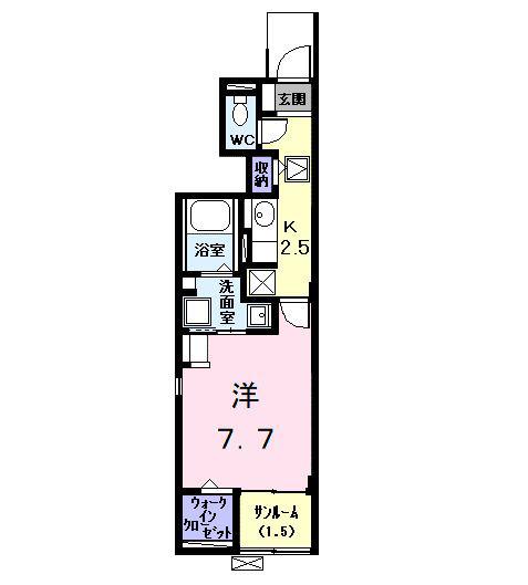 K.F.KアルバTWO(1K/1階)の間取り写真