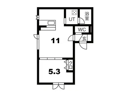ＪＲ千歳線 千歳駅(北海道) 徒歩13分 2階建 築6年(1LDK/1階)の間取り写真