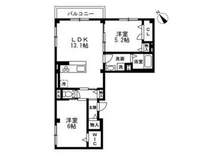 江東区古石場1丁目(2LDK/3階)の間取り写真