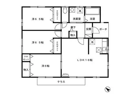 大沢 B(3LDK/1階)の間取り写真