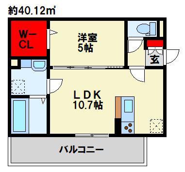 MER行事 A棟(1LDK/3階)の間取り写真