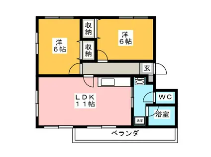 ブルーセレスト数山(2LDK/3階)の間取り写真