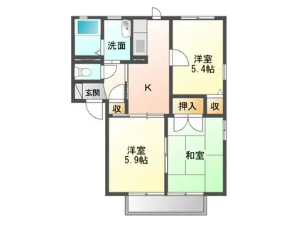 ディアス甲栄台(3K/2階)の間取り写真