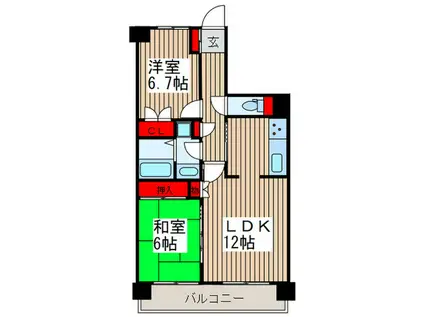 東急ドエルアルス東川口(2LDK/4階)の間取り写真