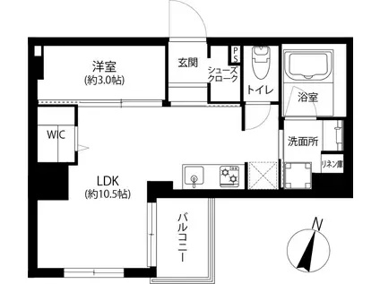 BLANCCIEL西新II(1LDK/3階)の間取り写真