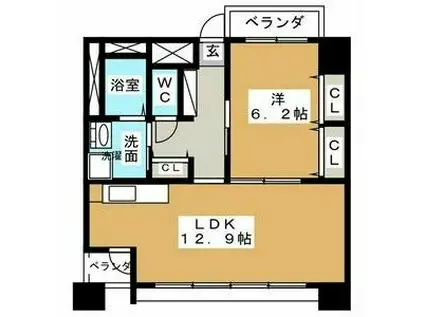 プログレス泉(1LDK/2階)の間取り写真