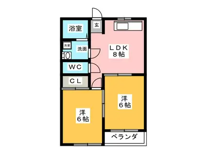 MAISON SAIBE(2LDK/1階)の間取り写真