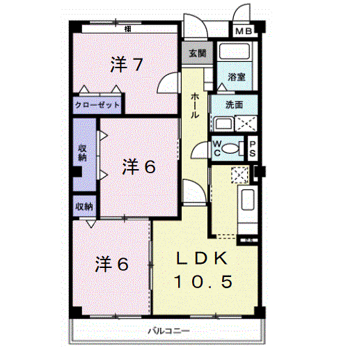 カーサグリーンII(3LDK/2階)の間取り写真