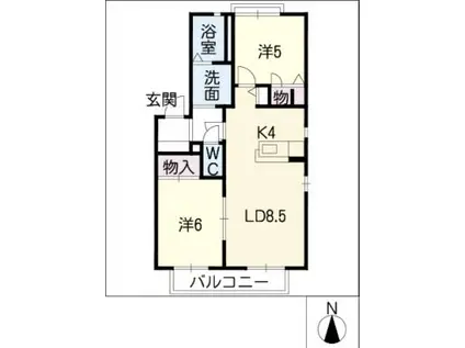 COURTAZELIAE棟(2LDK/2階)の間取り写真