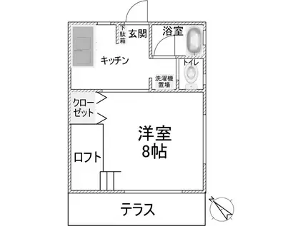 ドミールFUKAGAWA II(1K/1階)の間取り写真