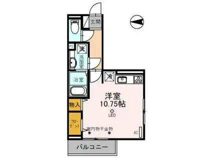 パークコート(ワンルーム/2階)の間取り写真